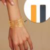 Georgette Luxury Line Shape Decoration Double Sided Interchangeable Leather Women's Fashion Jewelry Party Open Cuff Bracelet