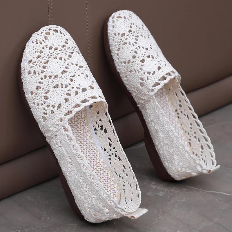 Fashion women's shoes  casual sneaker Lace Mesh Hollow Out Fashion Trendy Elegant Comfortable Flat women's summer shoes