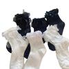 6 Paar mittelhohe Socken mit Spitzenbesatz Leichter Akzent mit Schleife Sommer-Knöchelsocken für Damen Mädchen Lässige Outfits
