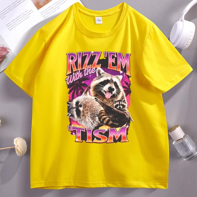 Rizzem Em Tism Graphic T Shirts Casual Round Neck Printed Tshirt Cotton Short Sleeve Tee Shirt Unisex Clothing Streetwear Tees