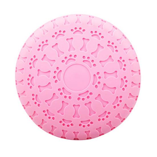 Dog Flying Disc Toy Textured Rubber Dog Fetch Toy Dog Feeding Dish for Aggressive Chewers Outdoor Training Toss-and-Catch Game розовый