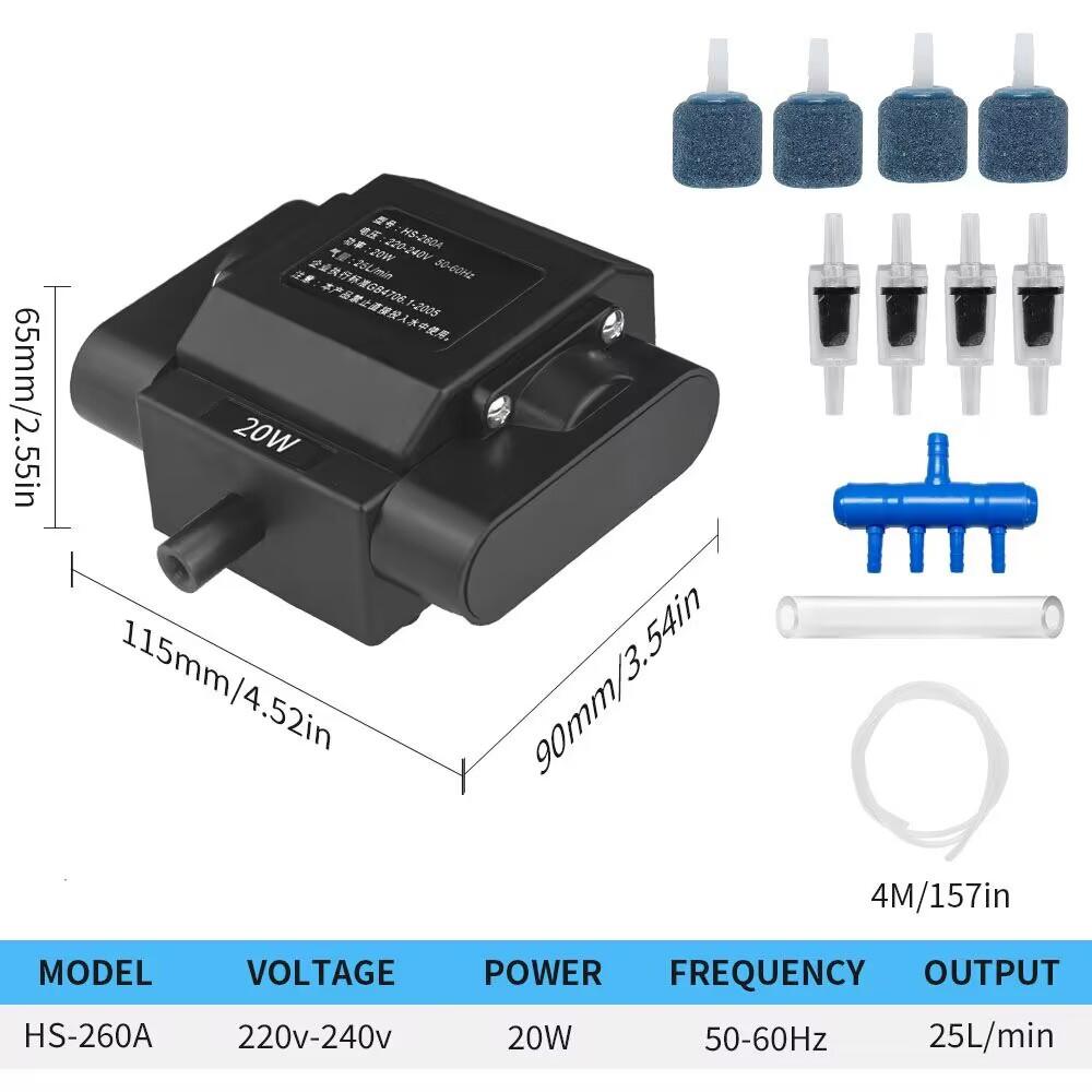 20W/30W Powerful Aquarium Pump Adjustable Fish Oxygen Aerator Pump with 4 Outlets and Accessories