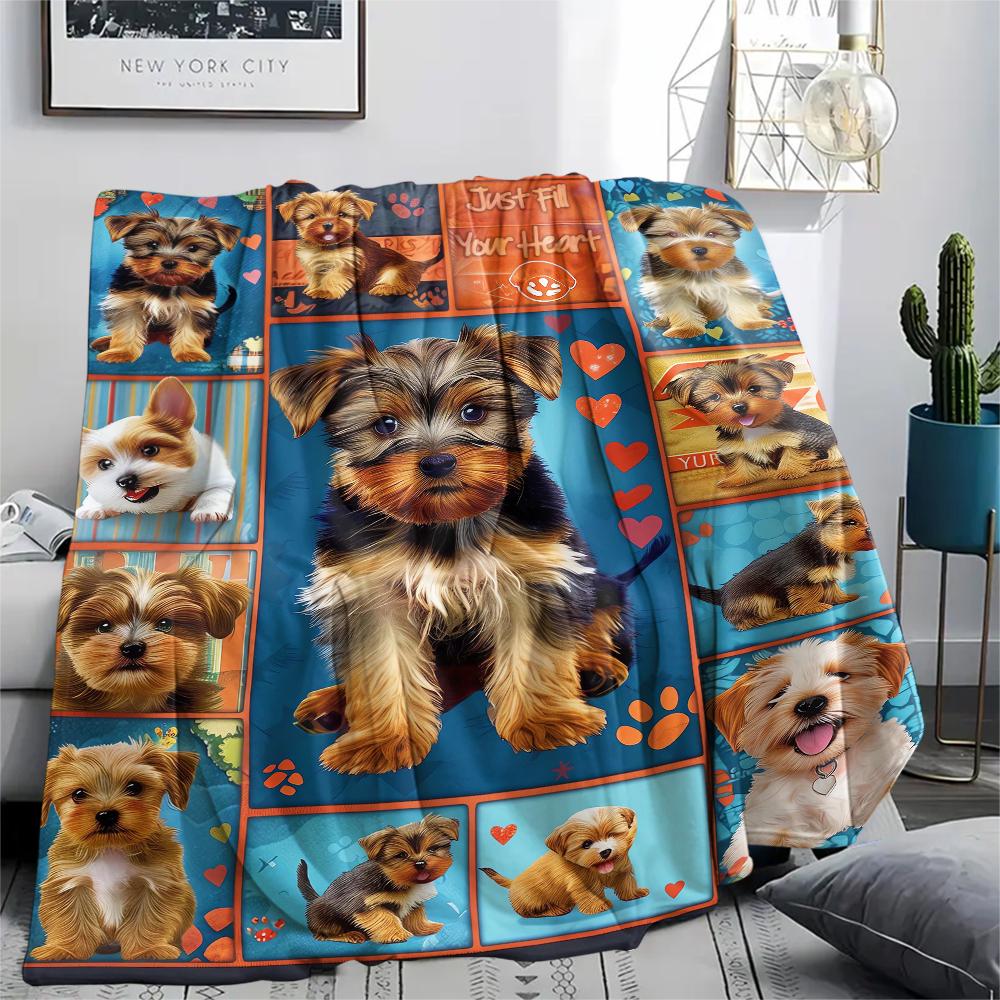 1 Stück Yorkshire Chihuahua Druck Flanelldecke, Hohe Qualität, Bequem für alle Jahreszeiten, Heimdekoration, Wärme und Komfort, Perfekt für Weihnachtsgeschenke