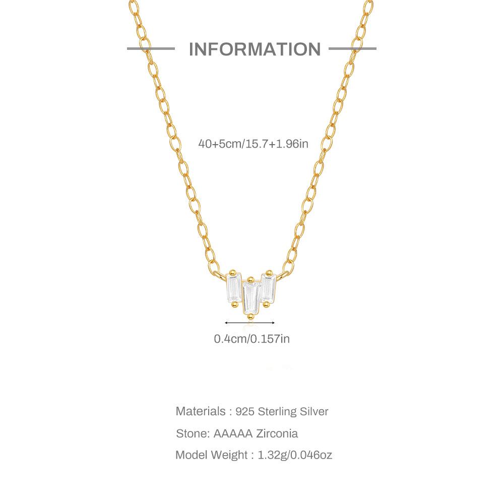 Fashion S925 Sterling Silver Geometric Square Diamond Set Simple Atmospheric Ladies Stacked Necklace Clavicle Chain