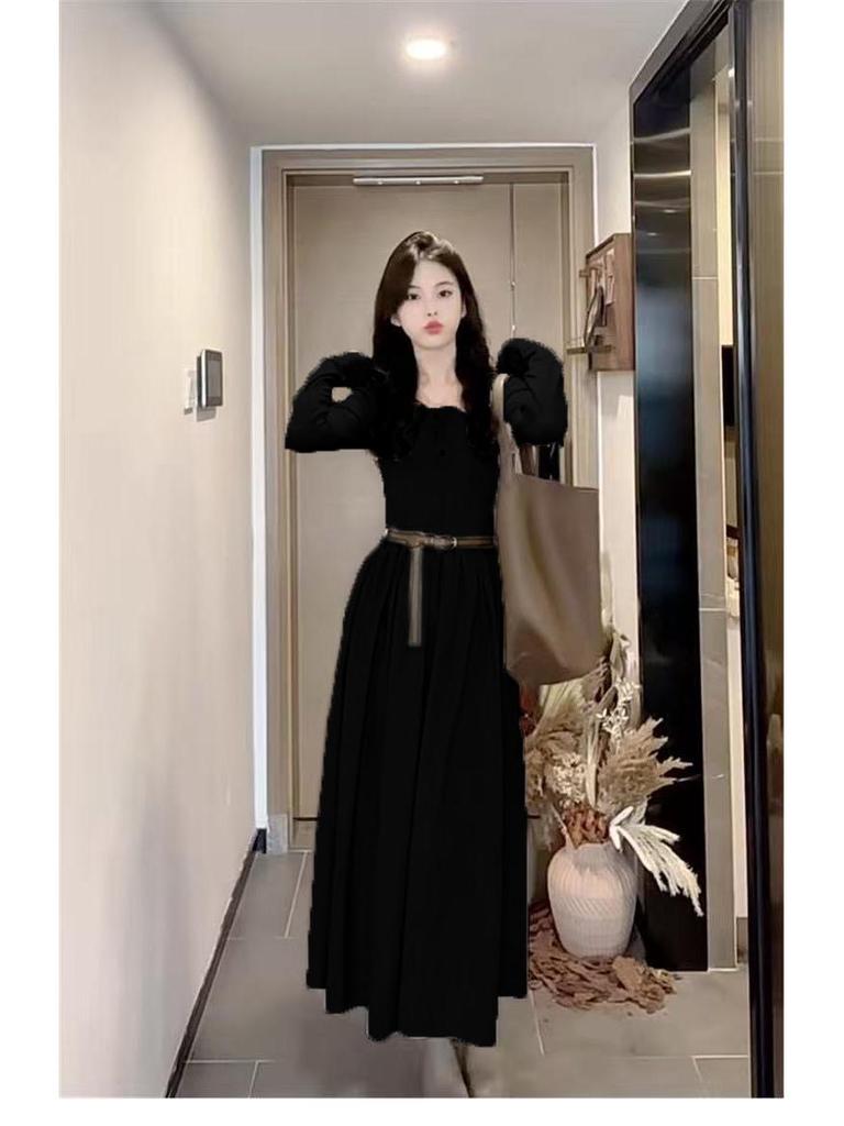 Women's 2024 French Style Long-Sleeved Dress: Early To Late Autumn Temperament Korean-Inspired Long Skirt