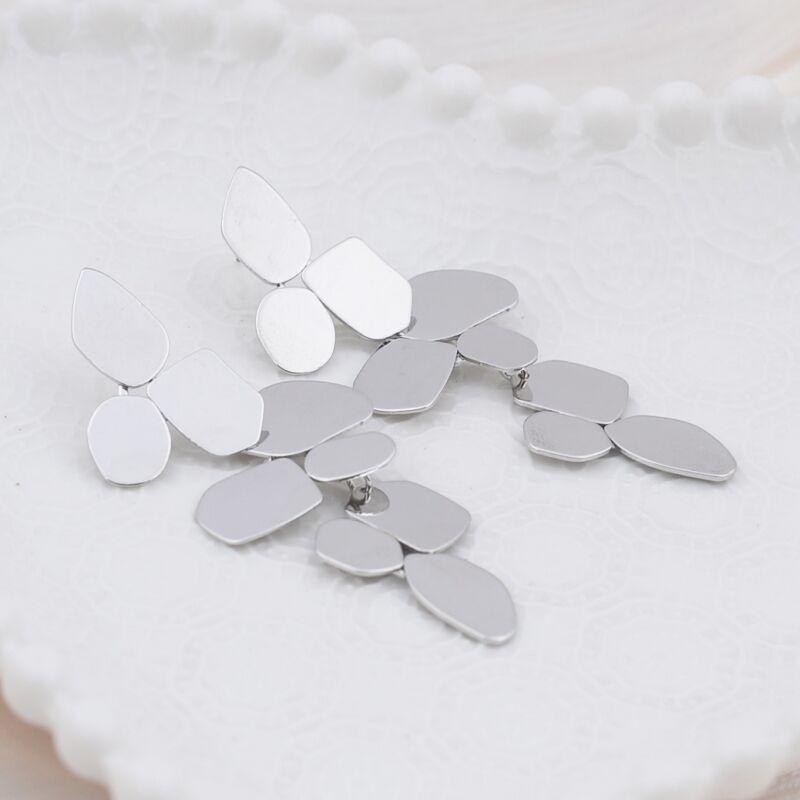 Long Exaggerated Hanging Earrings for Women Multi-layers Irregular Metal Piece Pendants Drop Earrings