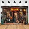 Western Cowboy Bar Theme Backdrop Supplies Retro Rustic Saloon Background Birthday Party Decoration Baby Shower Photography Prop3698