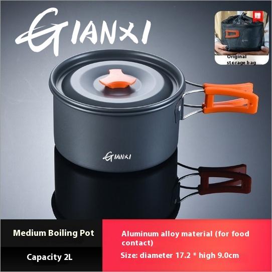 

Портативный набор кастрюль, походная посуда, оборудование для приготовления пищи, кассетная плита, чайник, сковорода, вок, походная посуда, принадлежности для приготовления пищи Two-piece Set