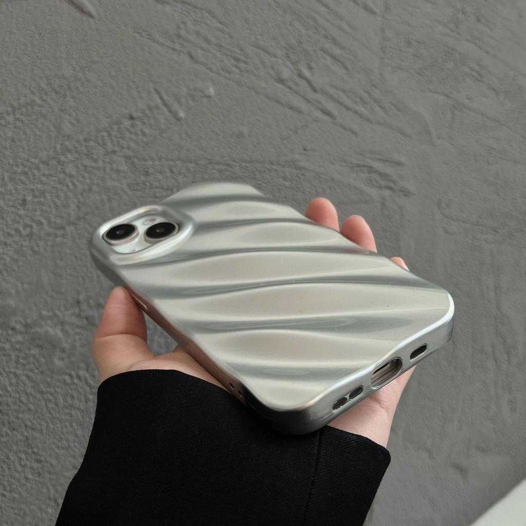 Silbernes Wellen-Handyhülle geeignet für iPhone 11, iPhone 12, iPhone 13
