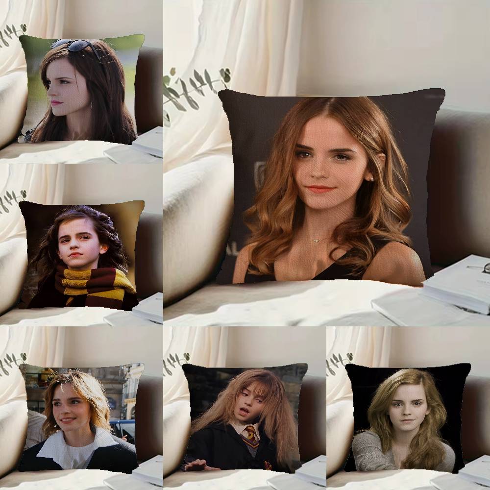 Hot Actor E-Emma Watson Pillow Case Anti-dustmite Pillowcase Invisible Zipper Silky Short Plush Sofa Cushion Cover