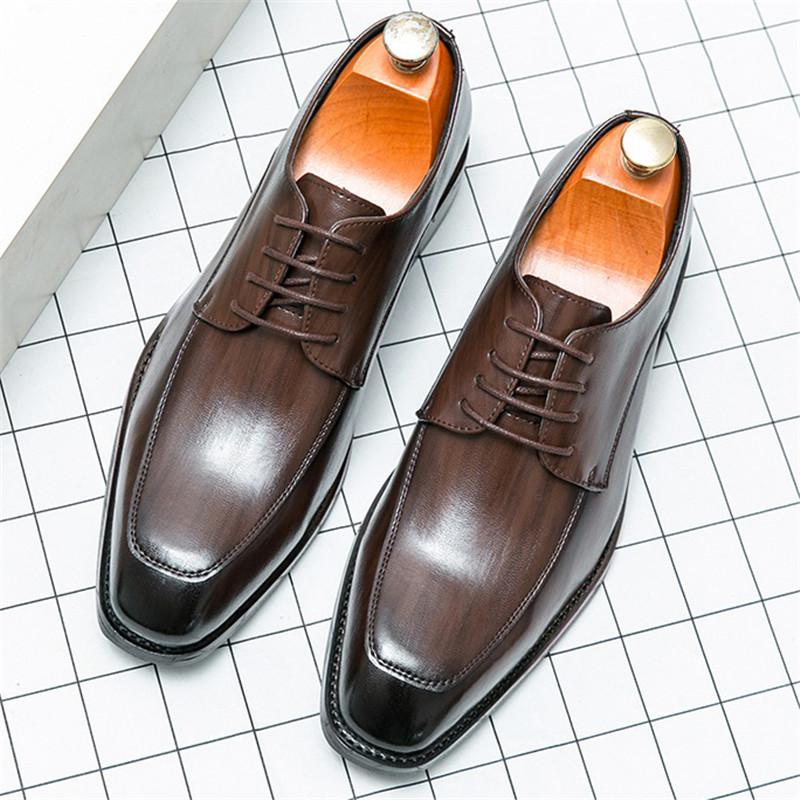 

Мода Новый Дизайнер Мужские Заостренные Коричневые Черные На Шнуровке Дерби Туфли Джентльмен Тренд Свадьба Выпускной Вечер Бизнес Офис Платье Балетки Обувь 38