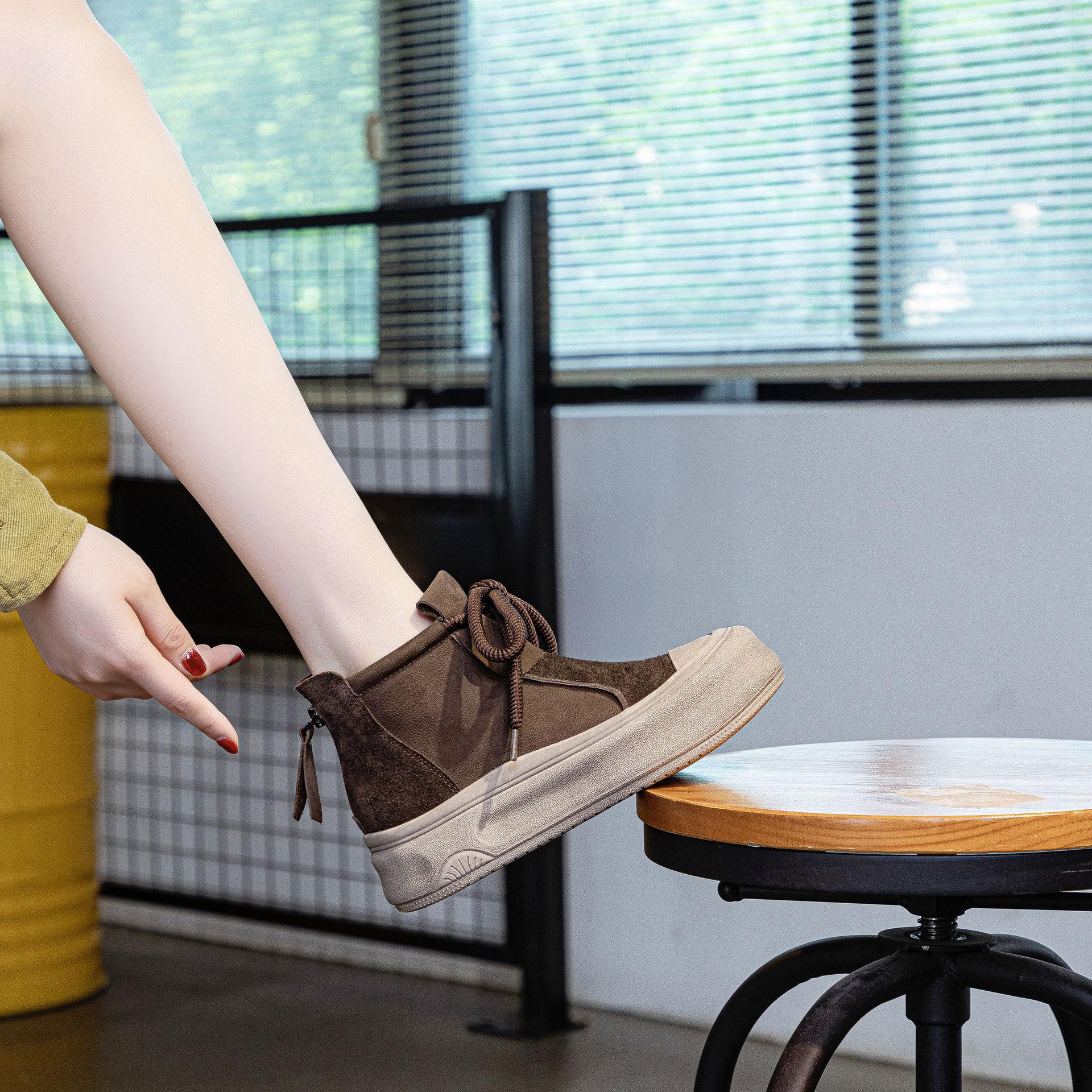 

Ретро короткие ботинки Повседневные одинарные туфли Ботинки Martin 39 коричневый