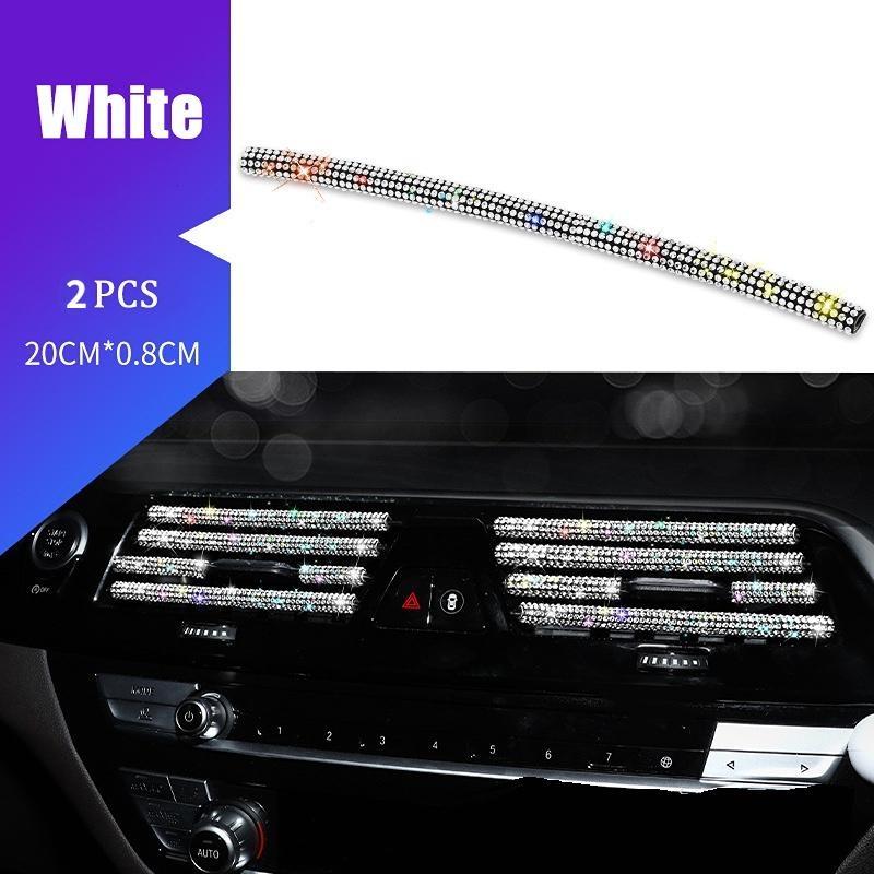 2Pcs Car Air Conditioner Outlet Decorative Strips Universal U Shape Clip Rhinestones Grille Sticker Auto Interior Accessories