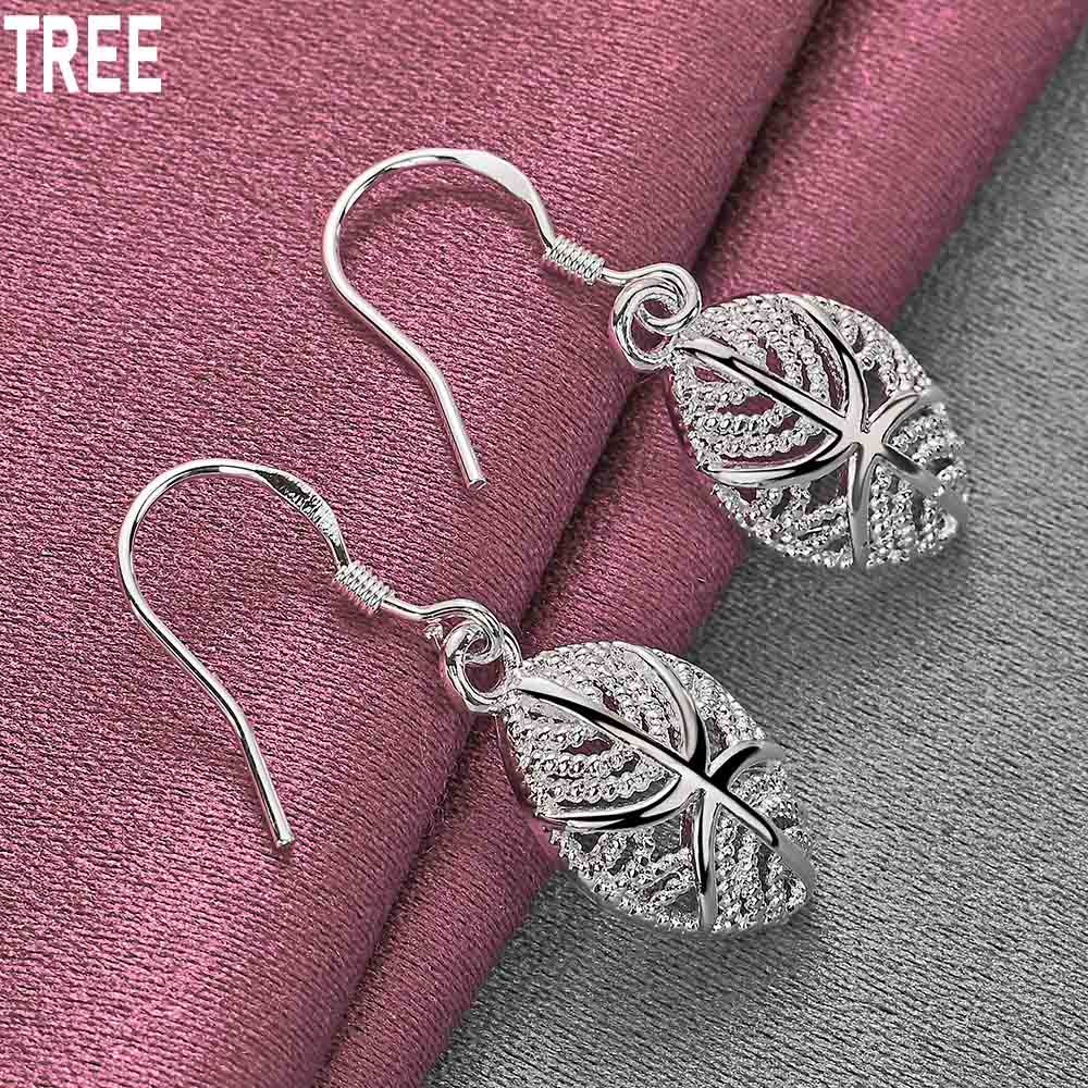 925 Sterling Silber Blatt Anhänger Piercing Ohrringe Mode Hochzeit Schmuck