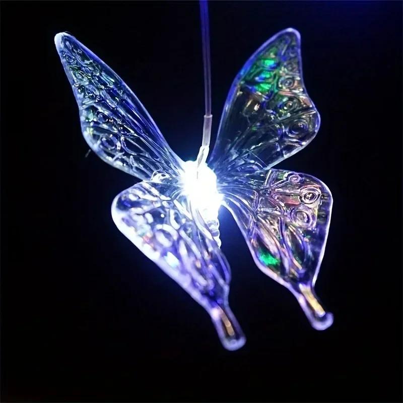 LED Solar Wind Chime Light Garden Butterfly Wind Chime Lamp Colorful Waterproof Hanging Solar Light for Garden Yard Home Decor