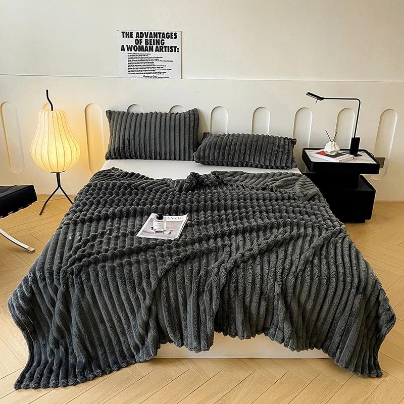 1 Stück Einfarbige Überwurfdecke Antistatisch Kuschelig Weich Warme Decke für Schlafzimmer Wohnzimmer Sofa Reise Camping Überwurfdecke