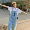 Women’s Denim Overalls, Loose Fit Wide-Leg Casual Style with Adjustable Straps and Large Pockets