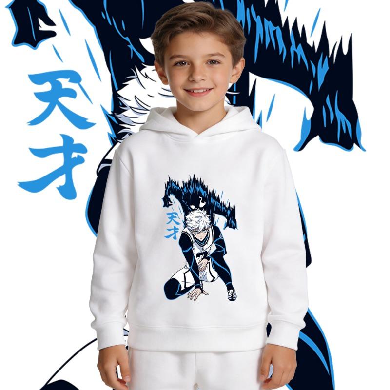 Blue Lock Nagi Seishiro Anime Print Boys Girls Fleece Hoodie Kids Warm Pullover Hooded Sweatshirt for Autumn Winter