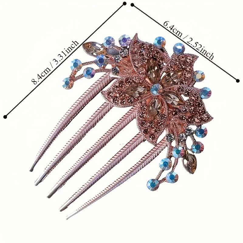 high quality6pcs Set Flower Pattern Bride Wedding Hair Comb Crystal Rhinestone Women's Side Comb Hair Accessories