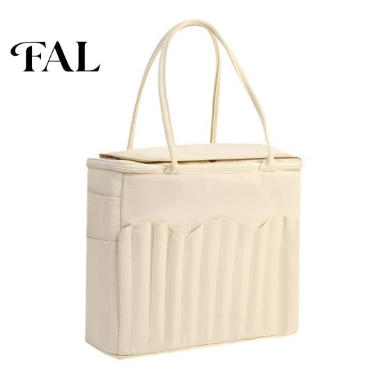 Portable Sewing Kit Holder Canvas Knitting Bag, with Multiple Pockets And Yarn Holes, Tool Organizer for Travel Large Capacity Crochet Organizer,
