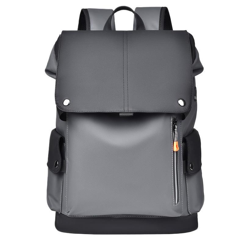 Men's Large Capacity PU Leather Travel Backpack with Functional Workwear Design