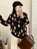 Plus Size Women's Round Neck Colorful Embroidered Knit Sweater - 2025 Winter Style Pullover