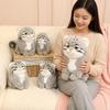 Grey Squatting Manul Doll Plush Toy Stuffed Wild Animal Stripe Spotted Fluffy Plushie Appeasing Companion Gift