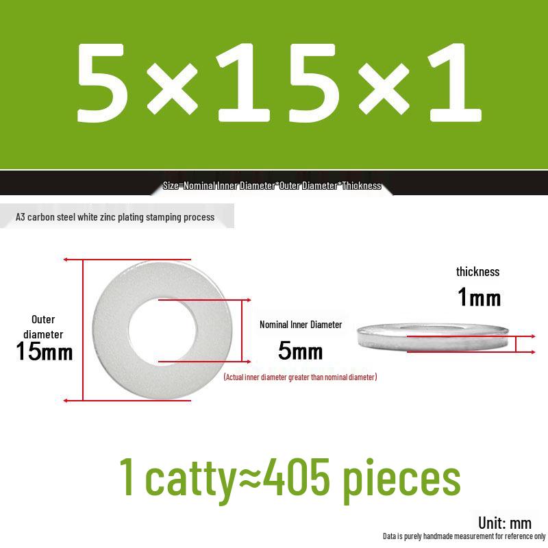 Extra Thick Galvanized Iron Flat Washer, Round, M3-M62