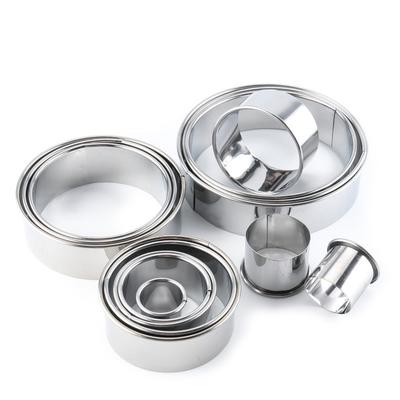 11pcs/Set Stainless Steel Round Cookie Moulds Practical Biscuit Cutters Circle DIY Mousse Cake Dessert Pastry Decorating Tool