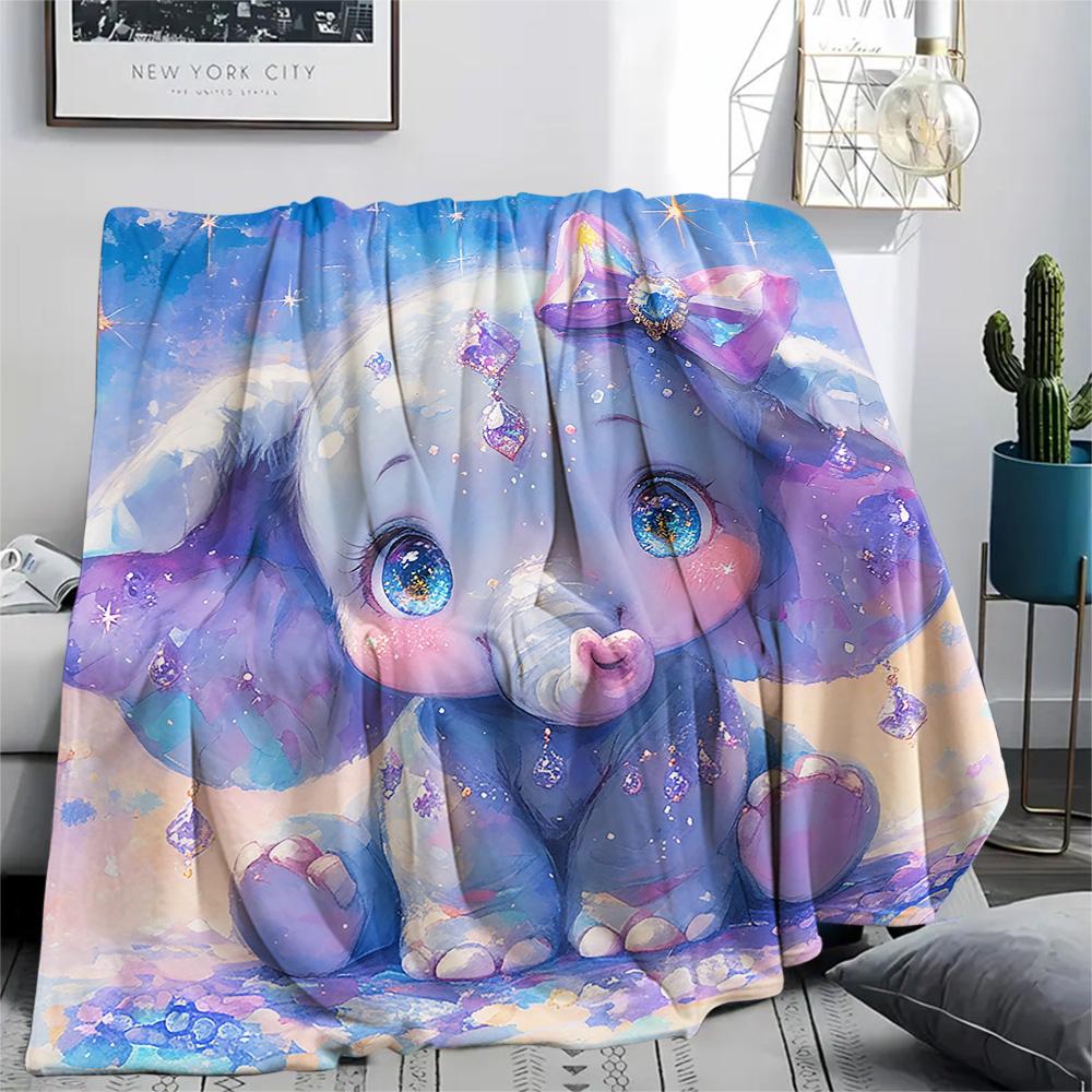 Elephant Print Flannel Blanket, High Quality Comfortable for All Seasons, Home Decor, Warmth and Comfort, Perfect for Christmas Gifts