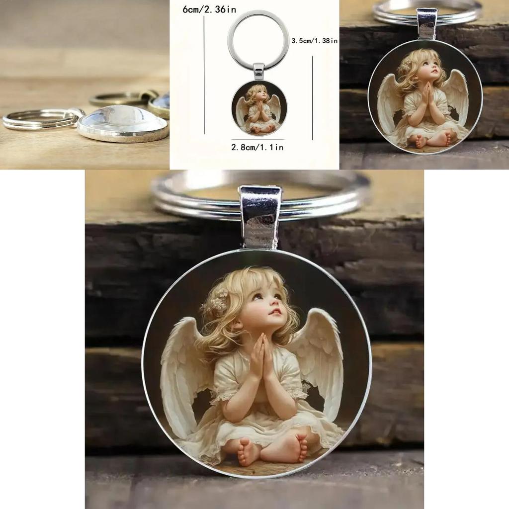 Small Angel Keyring With Time Gem Jewelry Silver Zinc Alloy For Special Occasions