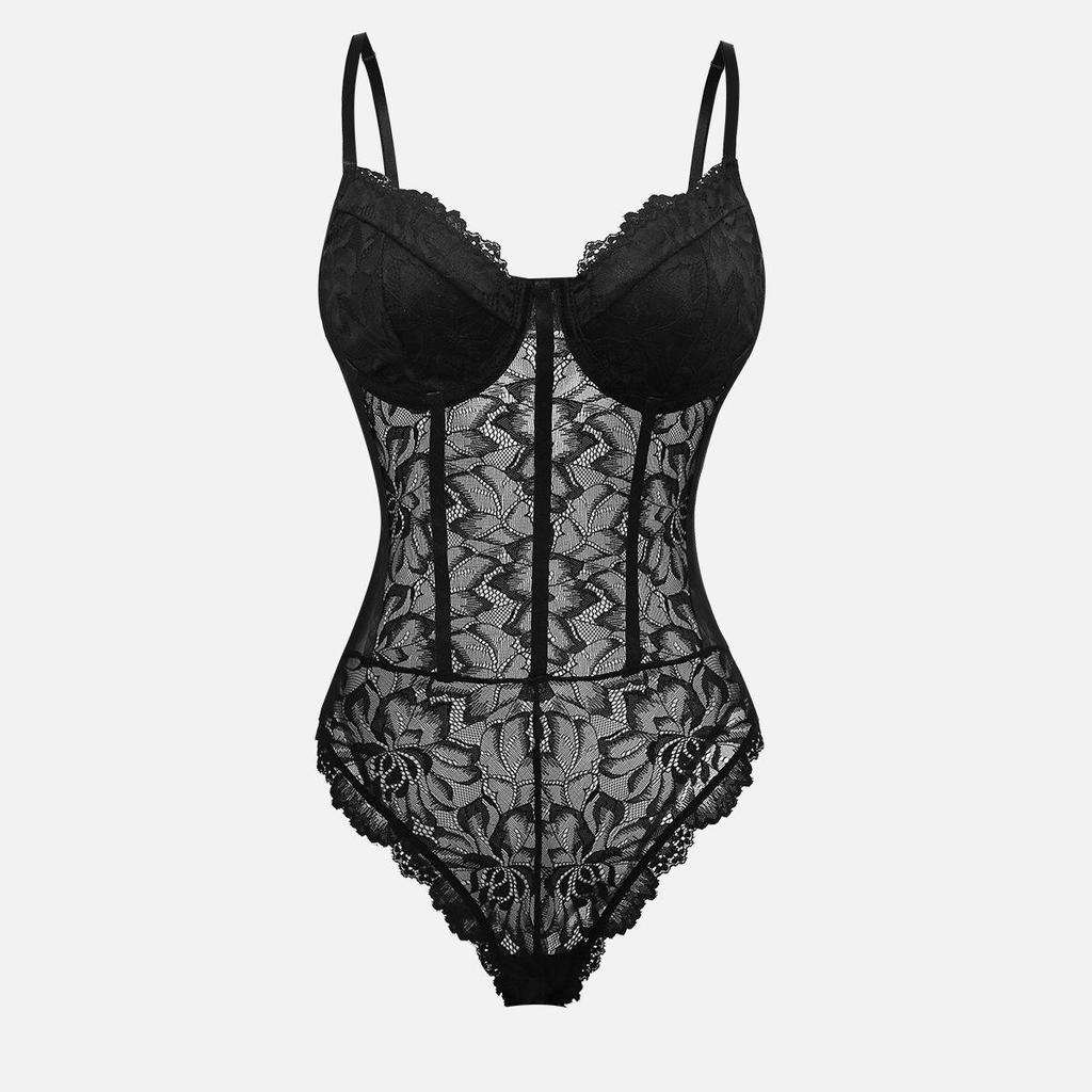 Europäischer & Amerikanischer Spitzenbesatz Mesh Rückenfreier Body 60427 - Sexy & Figurbetont