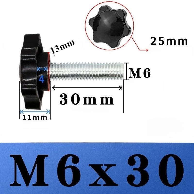5pcs/set Star Shape Carbon Steel Handle Machine Screw Bolts Hand Knob Screws Bolt Head Thread Clamping Thumb
