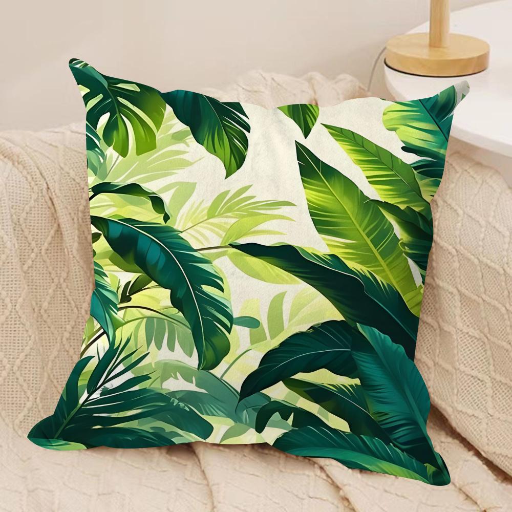 Palm leaves Cushion Cover Soft Plush Fabric DoubleSided Printed Cushion Covers for All Seasons Modern HomeDecor Gift