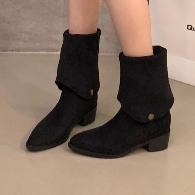 

Fashion High Boots Women Fashion Heeled Shoes Suede Designer Dress Knee High Woman Boots 2025 Winter Cozy Walking Mujer De Zapatillas 39 чёрный