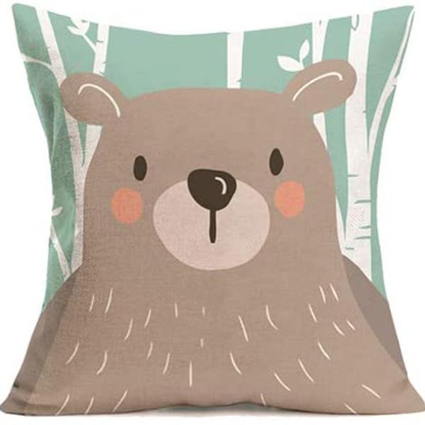 Super Cute Cartoon Linen Pillow Case Digital Printed Cushion Sofa Bed Pillow Simple