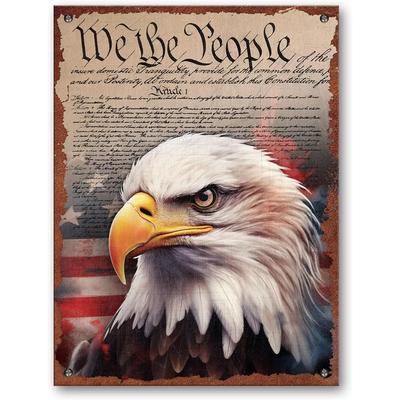 USA Eagle 1776 Vintage Tin Meal Sign, Wall Art Plaque Indoor Outdoor Patriotic Decor, USA Soldier Hero Memorial Day Decorations