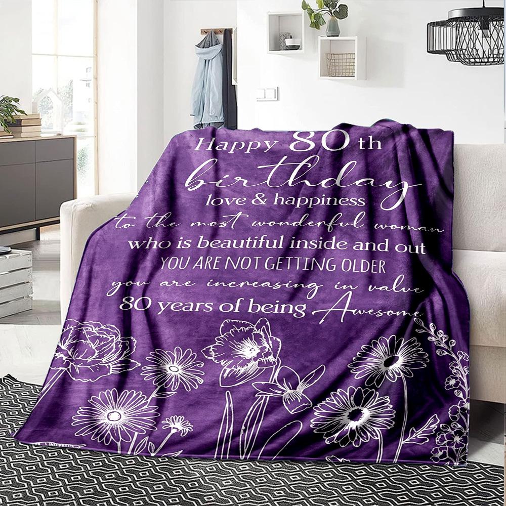 80Th Birthday Celebration Throw Blanket Warmthful Decor Versatile for Sofa Couch Office Bed Picnics Ideal for All Seasons Warmthful Gift Y22