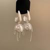 1Pair French Romantic Pearl Fringed Earrings Women's Pendant, Romantic Imitation Pearl Fringed Earrings