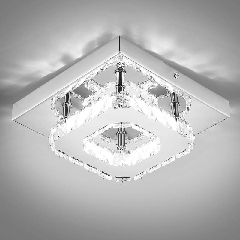 Elegant Square Crystal Led Ceiling Light Modern Minimalist Design For Living Room