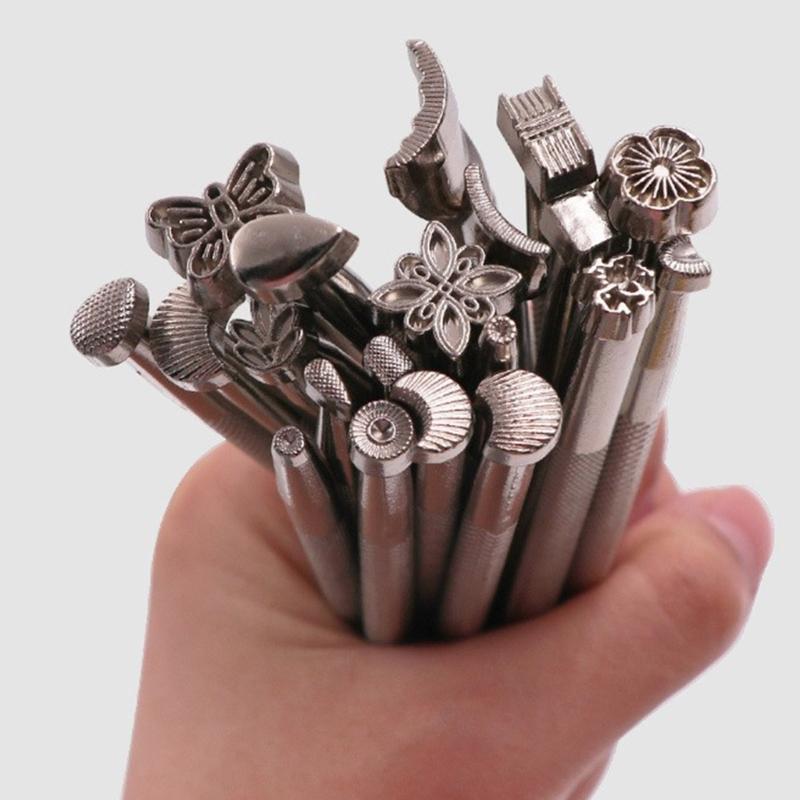 Leather Stamping Tool Leathercraft Carving Kits Leather Craft Hammer Leather Carving Embossing Tools for DIY Craft