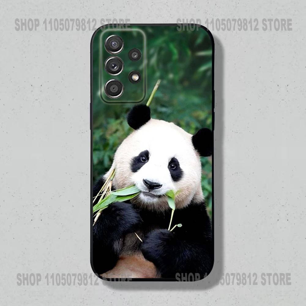 Cute Panda Phone Case For Samsung S25,24,23,22,21,20,10,10E,9 Plus FE Note 20 Plus Soft Black Cover Shell