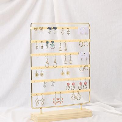 Porte-boucles d'oreilles en métal grande capacité Étagère de rangement pour boucles d'oreilles à 6 niveaux Porte-clous d'oreilles Décoration de chambre