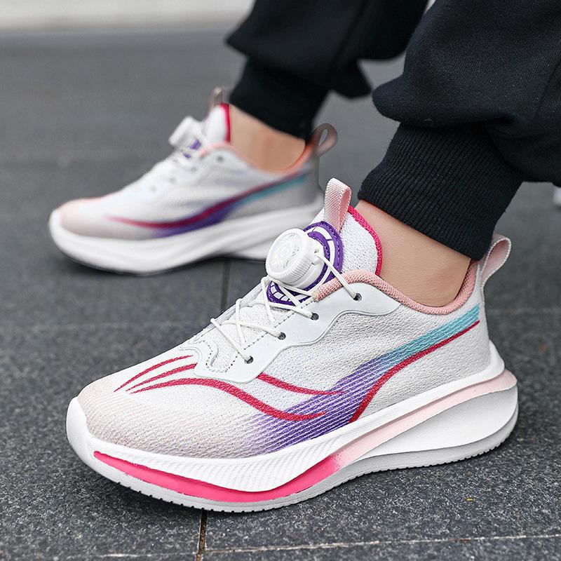 Boys' shoes spring and autumn mesh rotating buckle casual sports shoes breathable girls summer soft sole middle and older children's running shoes