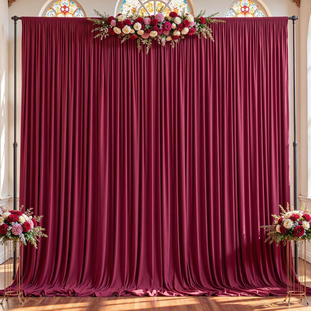 Zasłony tło z tkaniny bez zagnieceń, 1 panel, z tunelem na drążek, zasłony sufitowe, do dekoracji wesela, imprezy, ceremonii urodzinowej