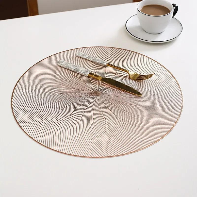 1Pc 38x38cm Round Waterproof Blooming Placemat Insulation Light Luxury Anti Slip Table Mat Home Decoration