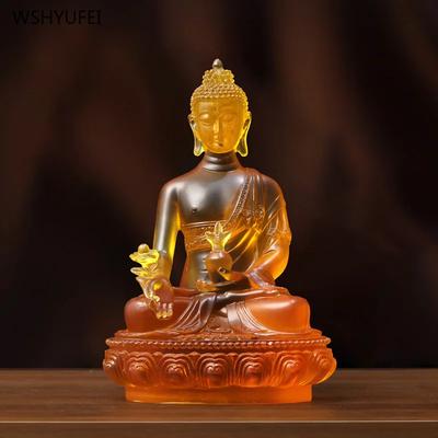 1 STÜCK 13,5x19,5cm harzbemalt gold Wasserglas Apotheker Buddha Tempel Zuhause Wohnzimmer Opfergabe Feng Shui Ornamente