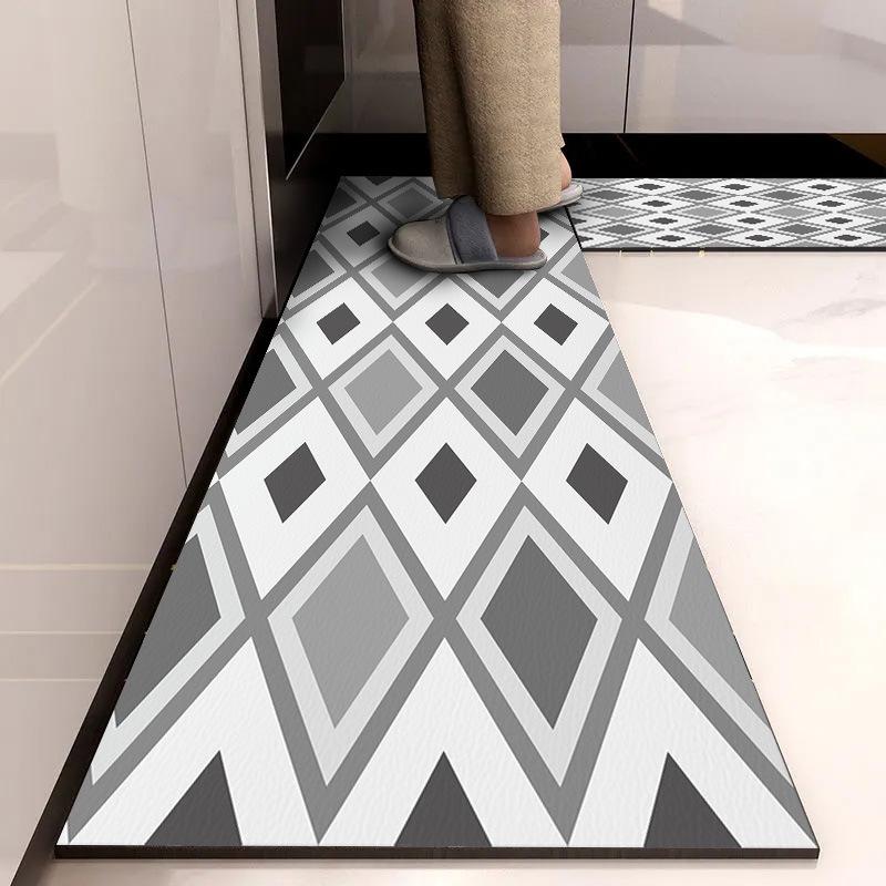 Quick-Dry Minimalist Diatomaceous Earth Floor Mat - Water Absorbent, Stain/Wear Resistant, Easy Clean, Non-Slip for Home and Kitchen