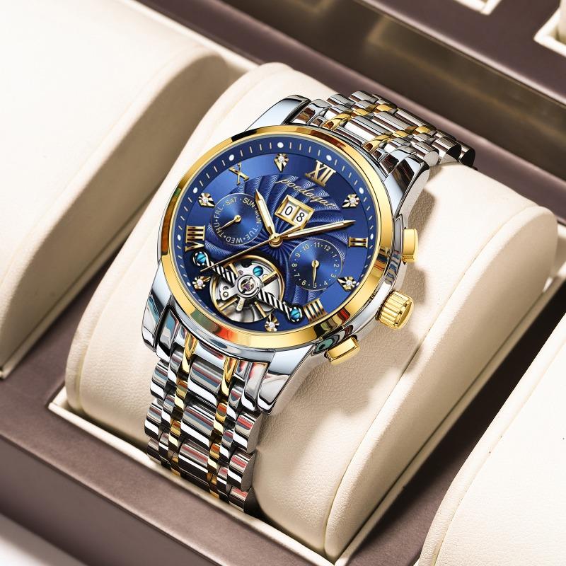 Top Brand New Classic Tourbillon Swiss Men's Mechanical Watch Calendar Fully Automatic Waterproof Multifunctional Hollow Luminous Aggressive Watch