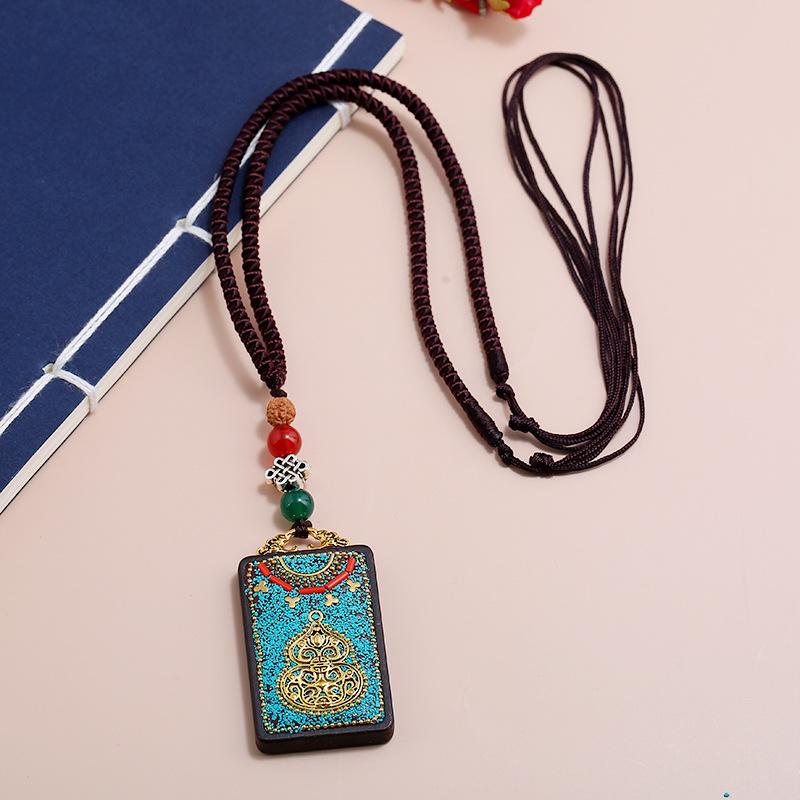 

Original ebony amulet necklace retro simple men s and women s cotton and linen clothes pendant Nepal accessories